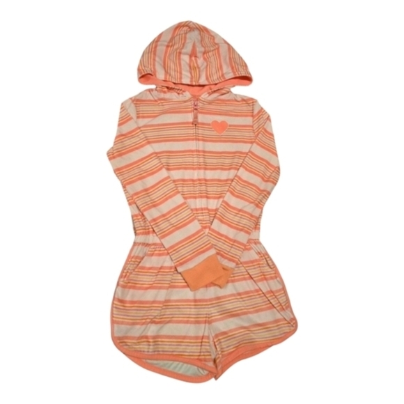 Cat & Jack Other - NWOT Girl's Cat & Jack Retro Striped Hooded Zip Up Pajamas. Size 6/6X Small